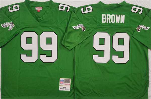 Mens Philadelphia Eagles #99 Jerome Brown Kelly Green Throwback Football Stitched Jersey